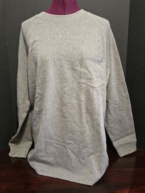 The Normal Brand Puremeso Long Sleeve Tee (XL) Athletic Grey  Cuffs Detail Seams